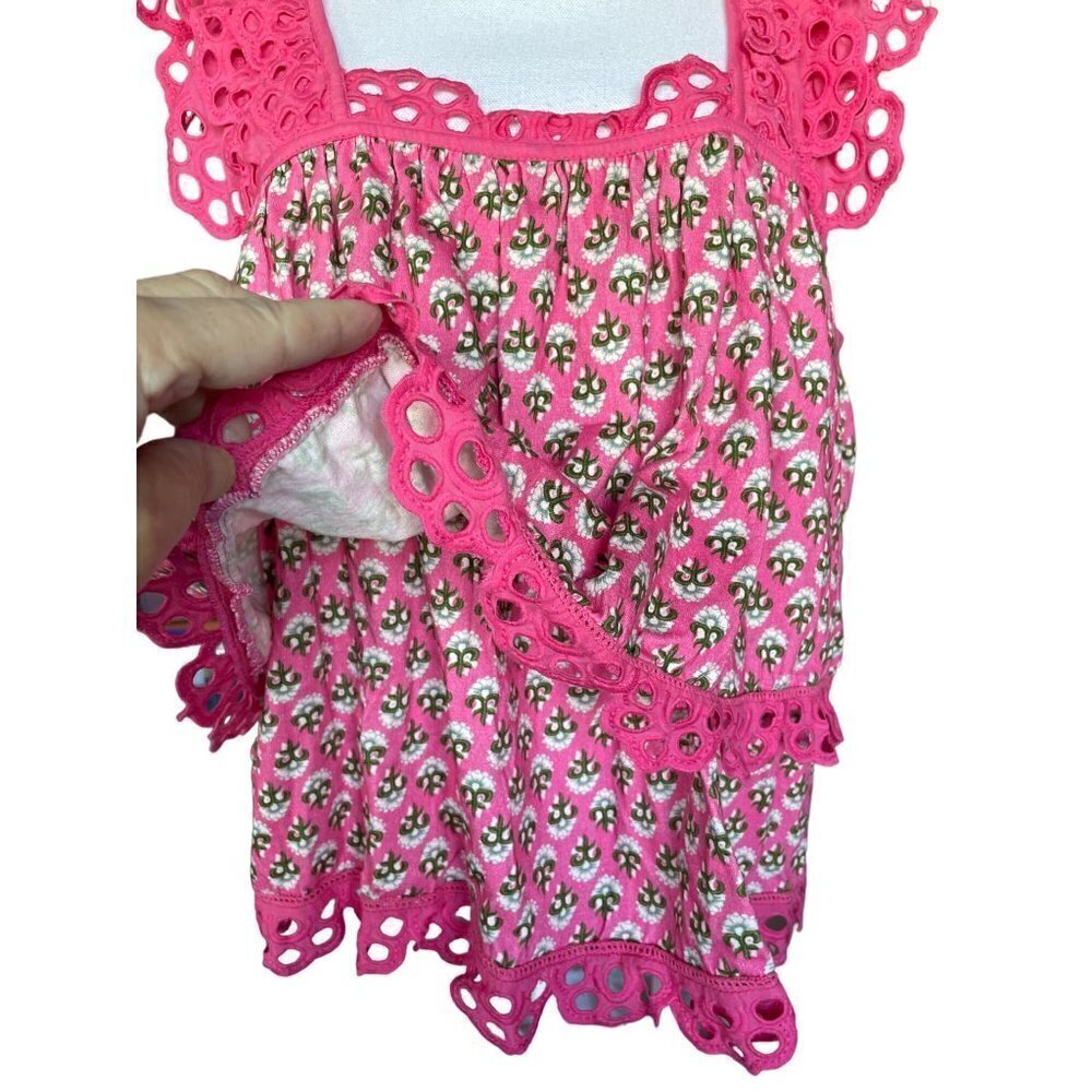 Anthropologie Letmebe Women's Top Shirt Blouse Size XL Hand Crafted Pink Rose Ne - Picture 5 of 13